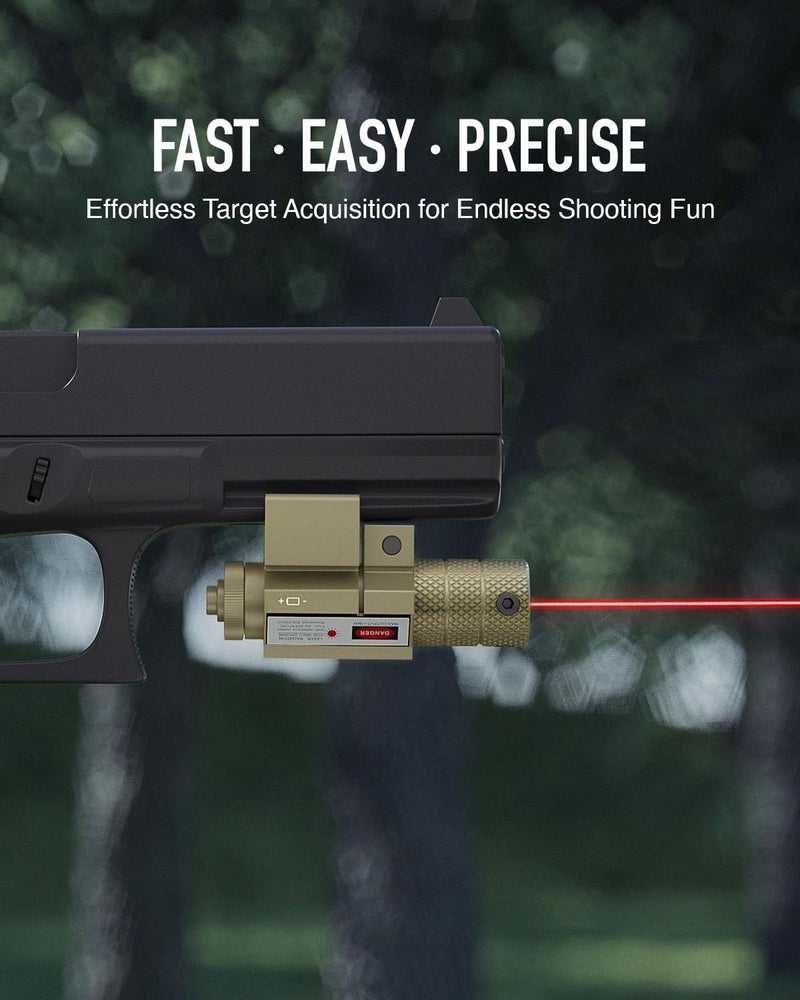 Pinty Compact Tactical Red Laser Sight with Picatinny Mount Alan Wrenches for Hunting - Easy and Bright, Flat Dark Earth - Image 2